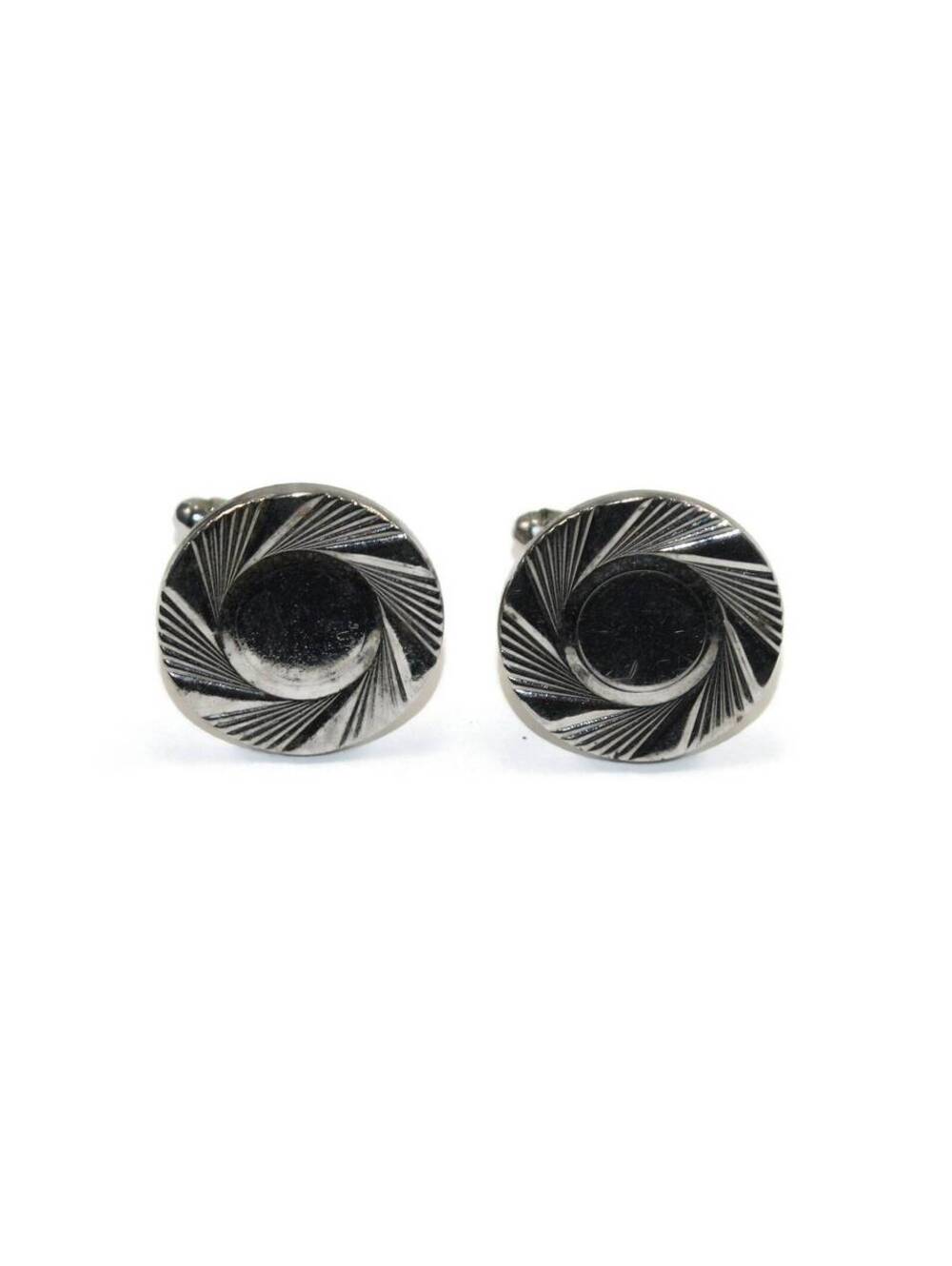 Vintage Silver Tone Round Cuff Links.